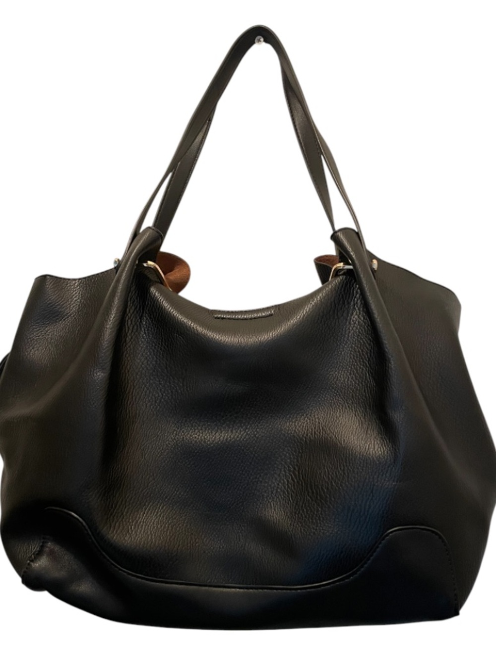 Sondra Roberts squared  Black Pebbled faux Leather Tote